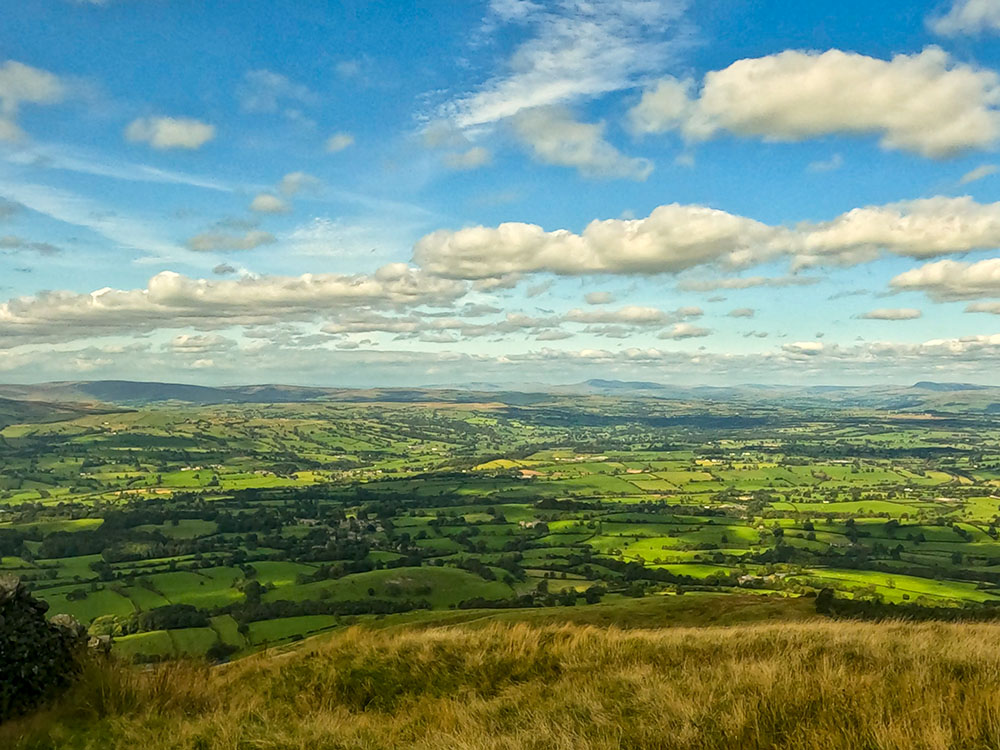 Looking over the Ribble Valley from near the weather shelter on Pendle Hill