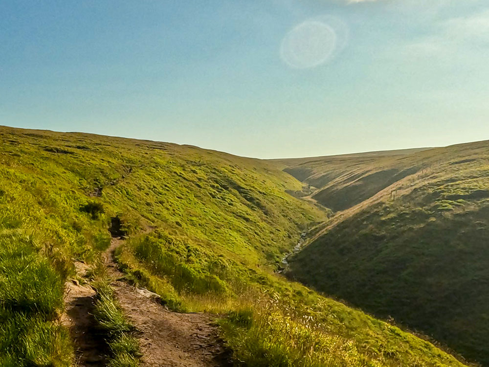 Path heading along Ogden Clough on its way up Pendle Hill