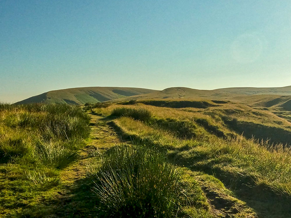 The footpath over Pendleton Moor on the way up Pendle Hill from the Nick of Pendle