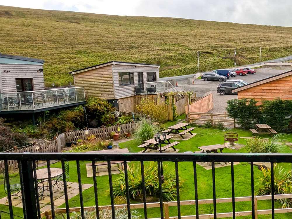 Some of the outside seating offering views across the Ribble Valley at the Wellsprings