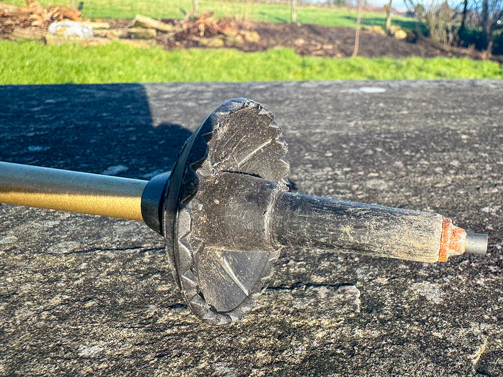 Well-used carbide tip on a Leki pole