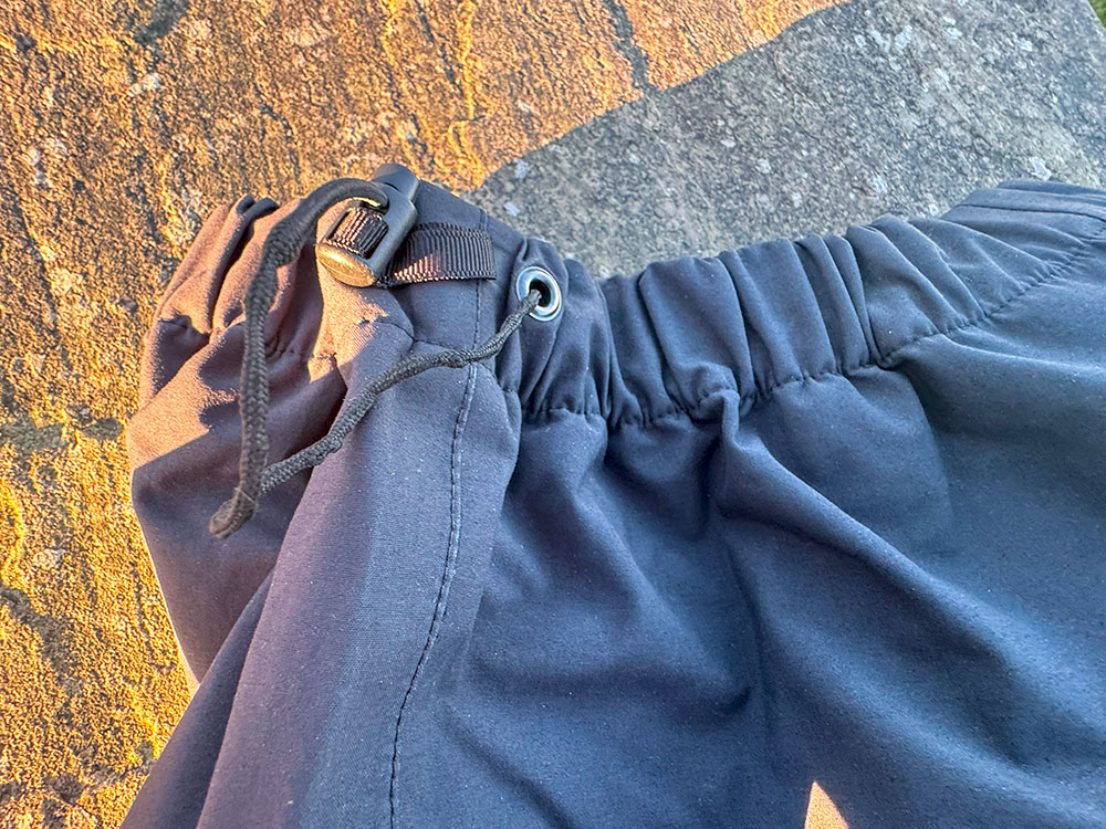 Drawcord waist on waterproof trousers