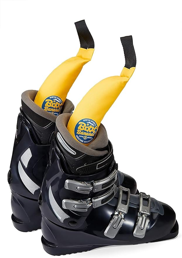 Boot Bananas Active Mineral Moisture Absorbers inside a pair of ski boots