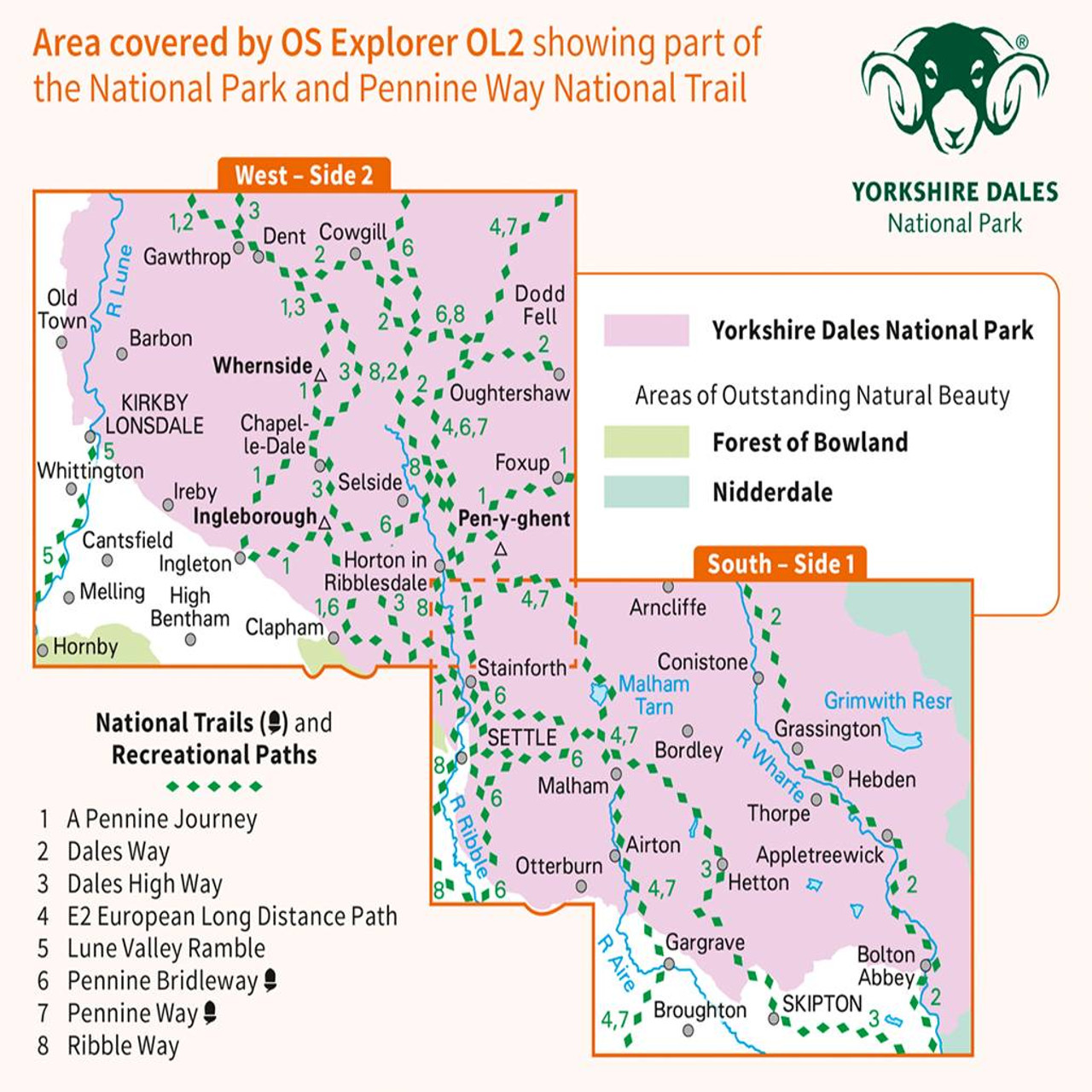 Yorkshire Dales Map - Southern and Western - Explorer Map OL2 - area