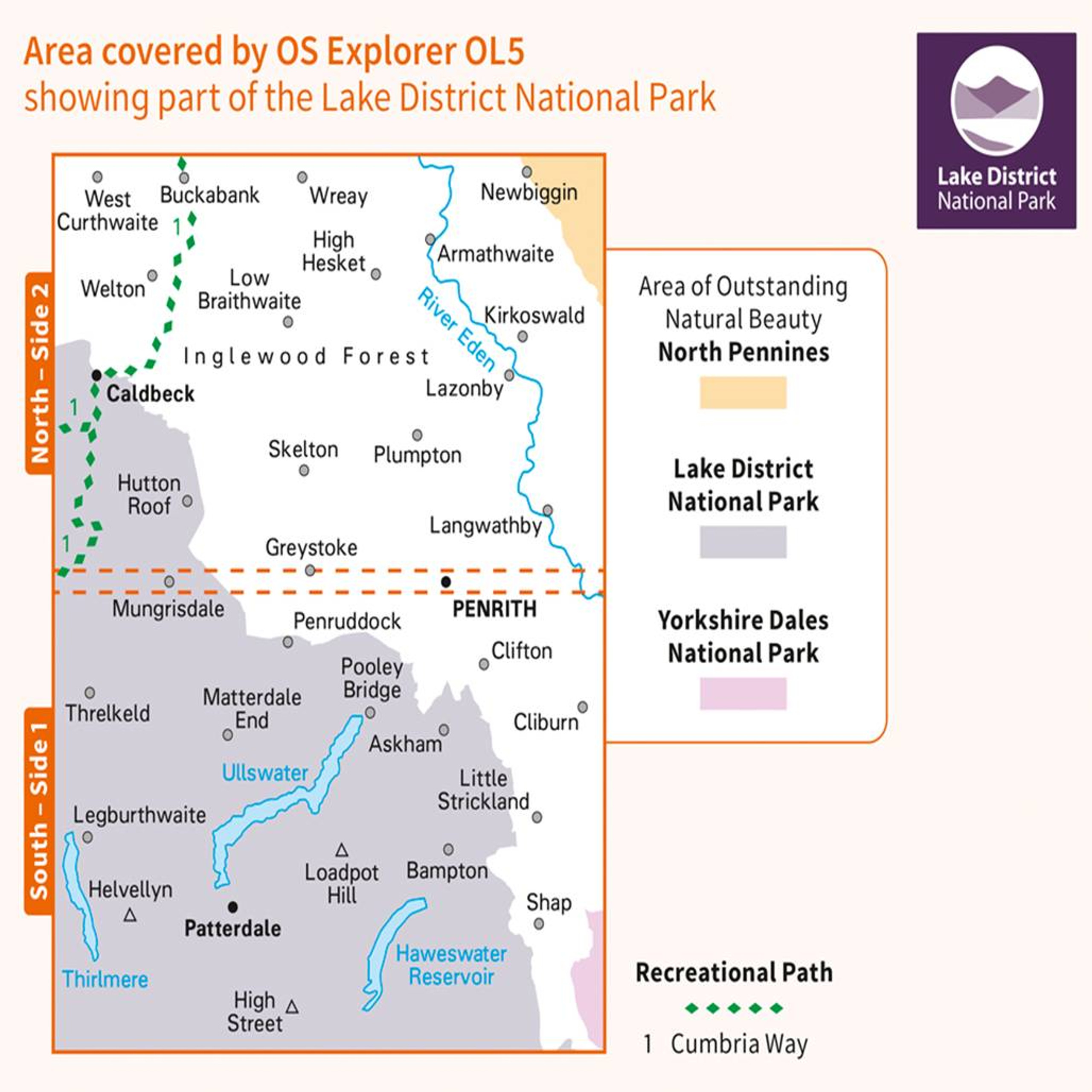 The English Lakes (North-Eastern Area) OL5 - Ordnance Survey map area