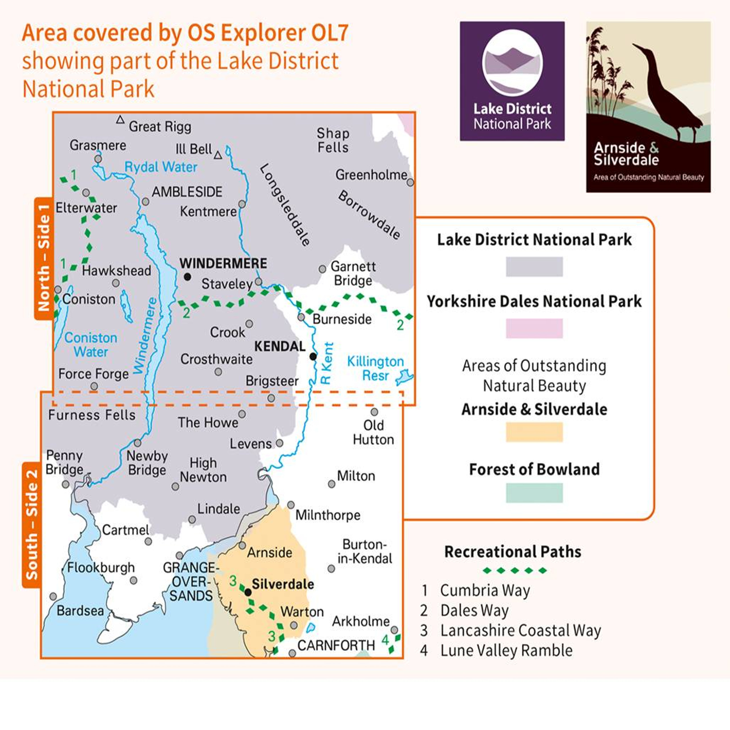 The English Lakes (South-Eastern Area) OL7 - Ordnance Survey map area
