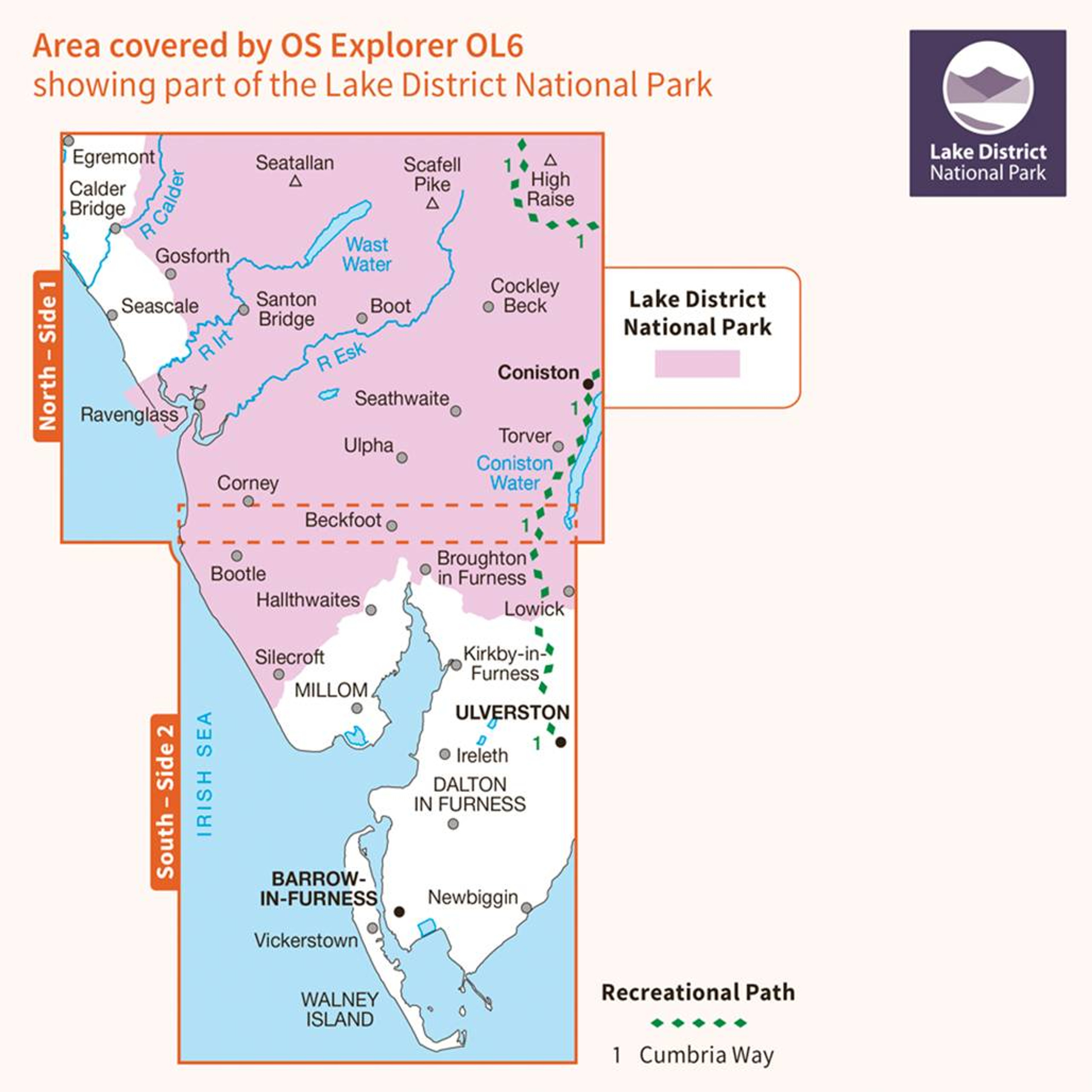 The English Lakes (South-Western Area) OL6 - Ordnance Survey map area