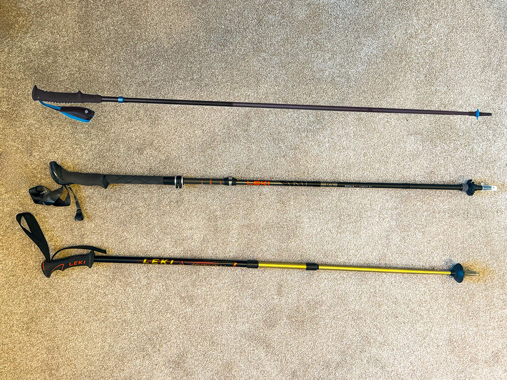 Fixed and adjustible hiking poles