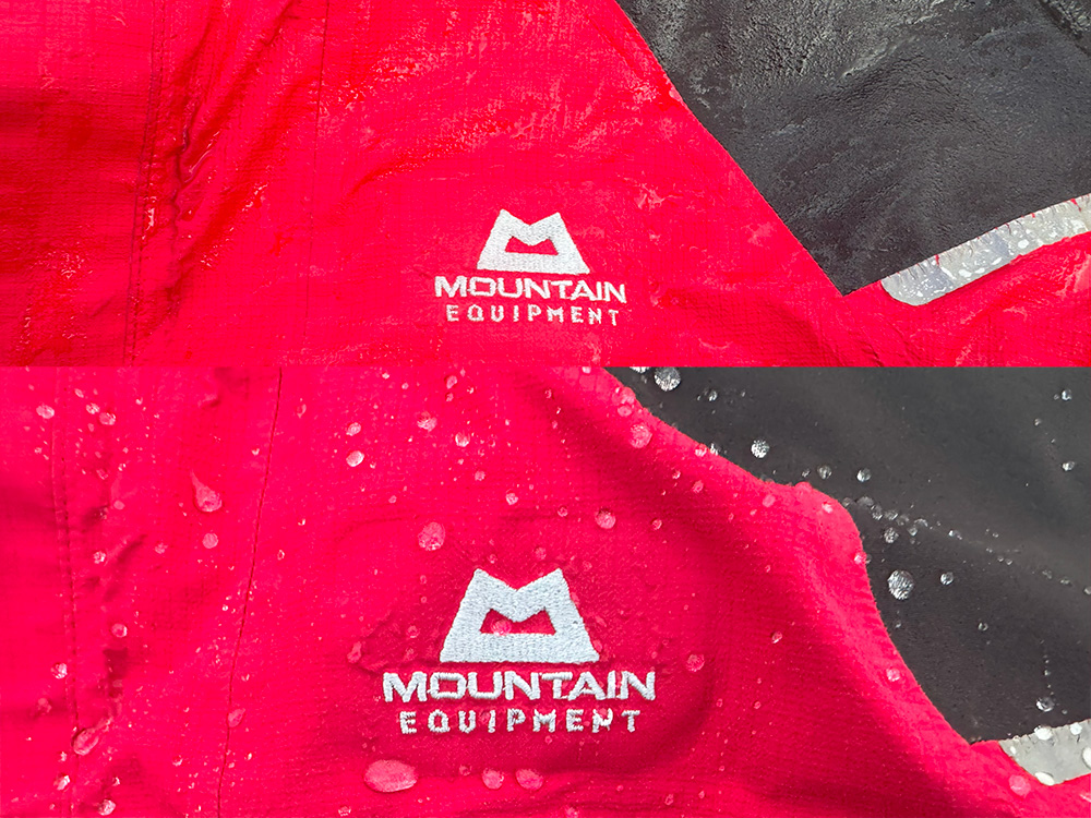 Waterproof jacket before and after washing and proofing