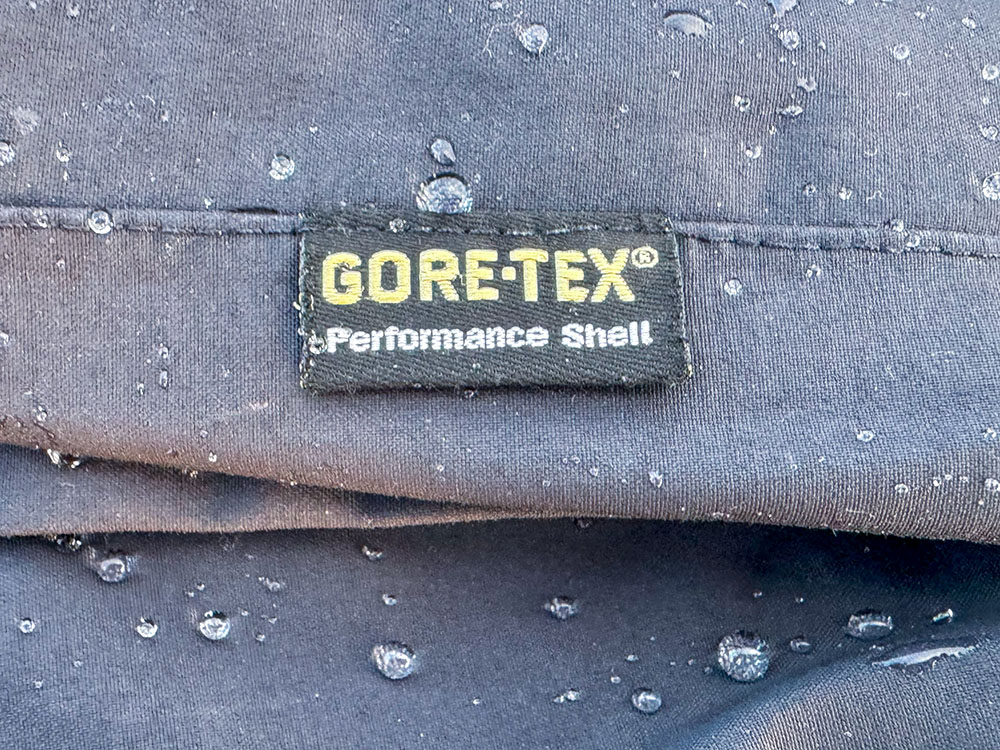 Gore-Tex label on waterproof trousers