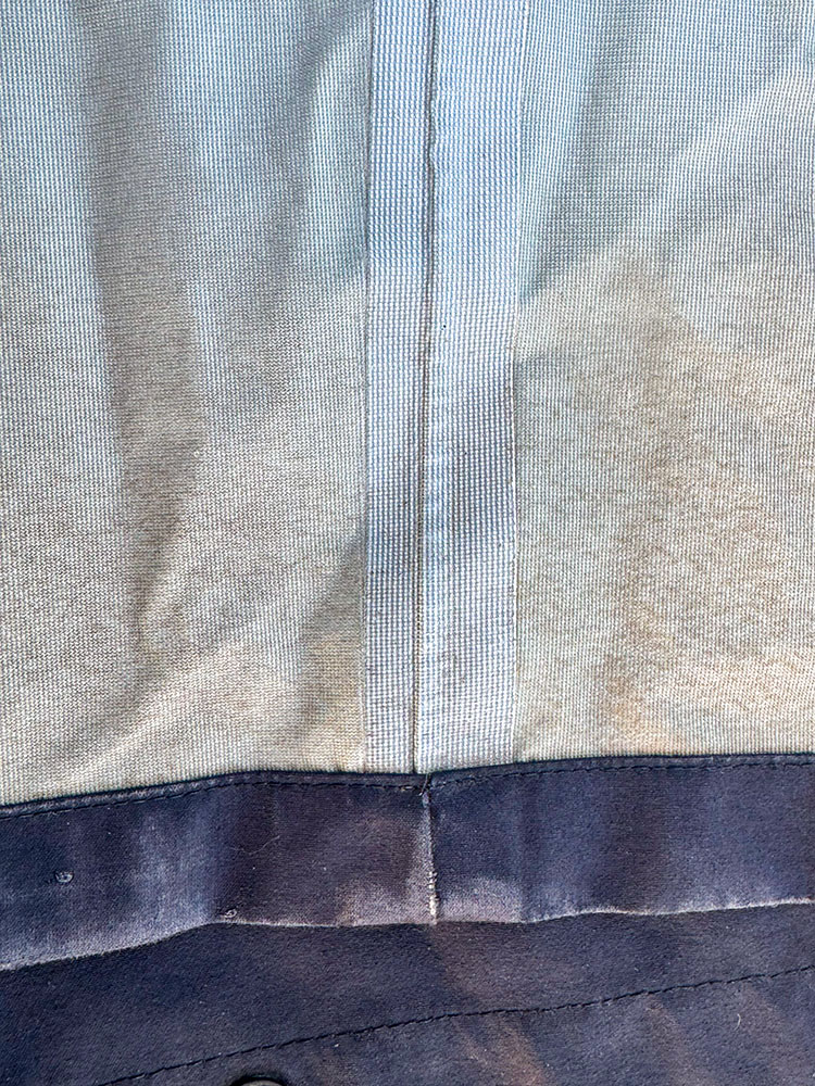 Sealed seam inside a pair of waterproof trousers