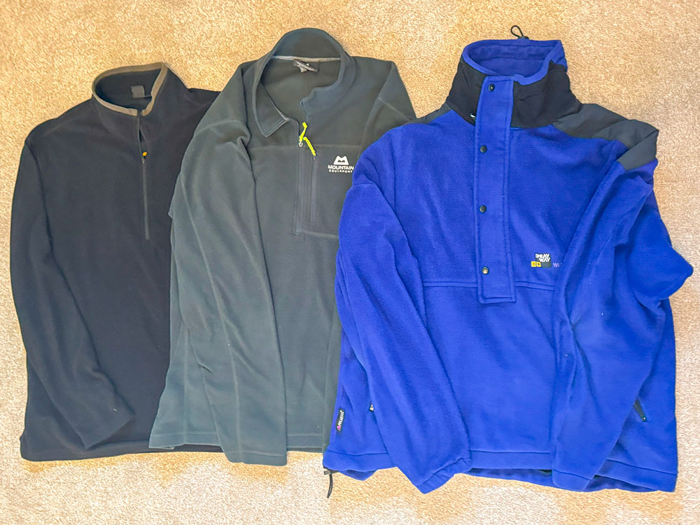 A selection of different weight and thickness fleeces