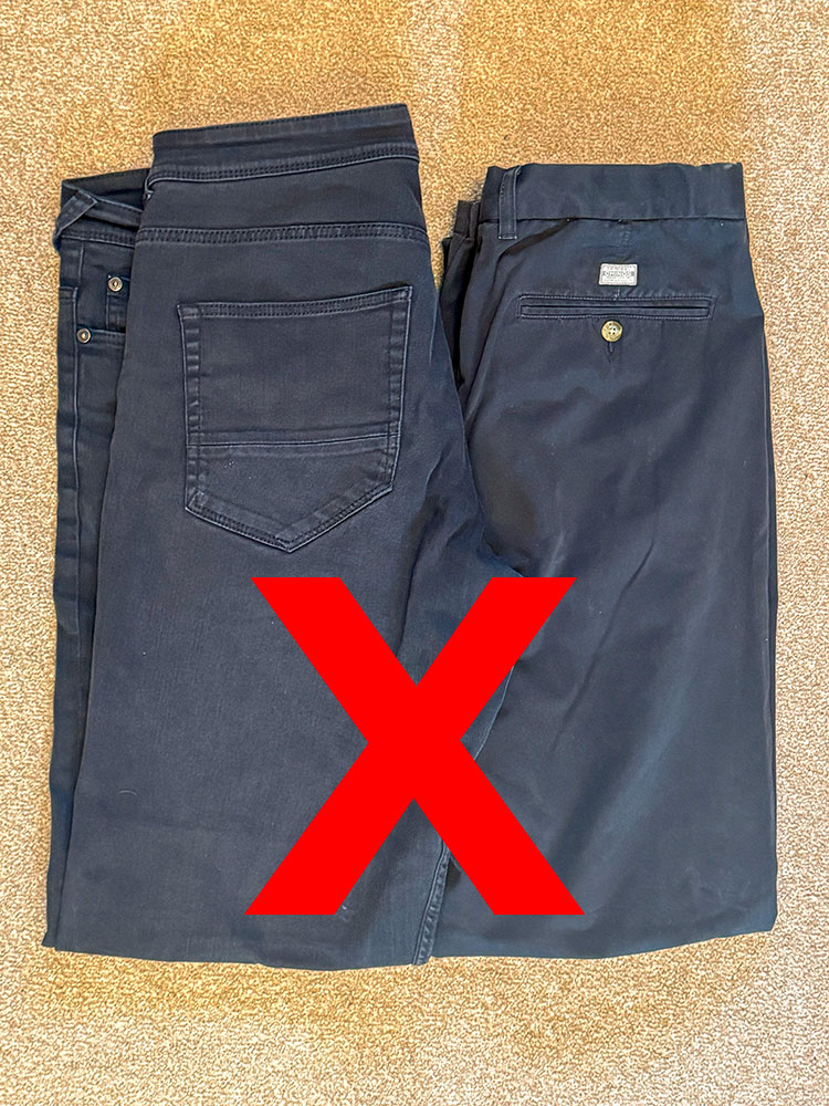 What not to wear under waterproof trousers - jeans or cotton trousers