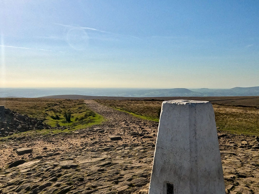 Looking west in the direction of Longridge Fell and Blackpool from the summit of Pendle Hill