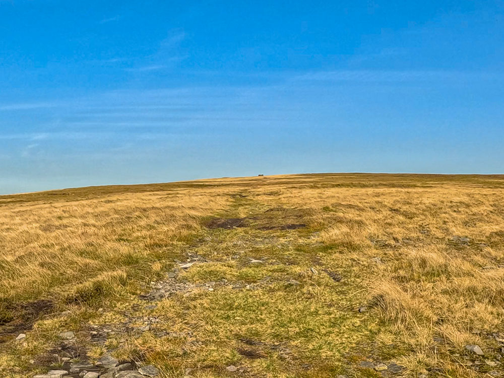 The path from the Scout Cairn towards the weather shelter on Pendle Hill