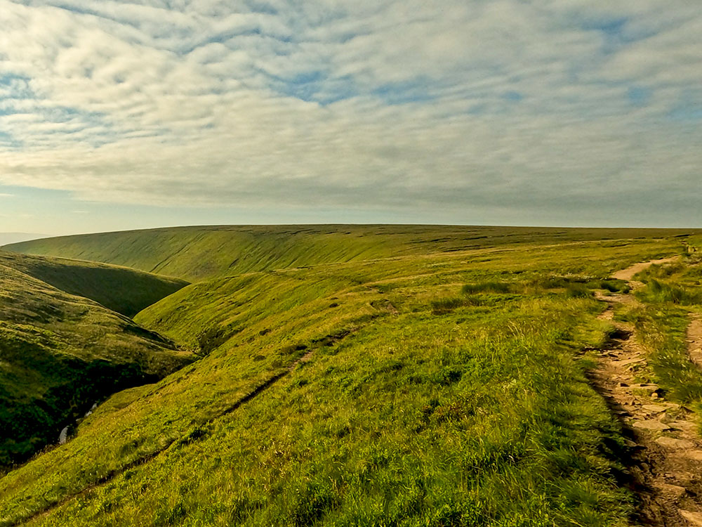 Looking back along the path just walked along and back down Ogden Clough in the direction of Barley