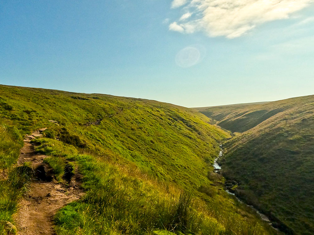 The footpath heading along Ogden Clough